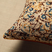 Beige - Block Print Cotton Kalamkari Cushion Cover (16 x 16 in) 23