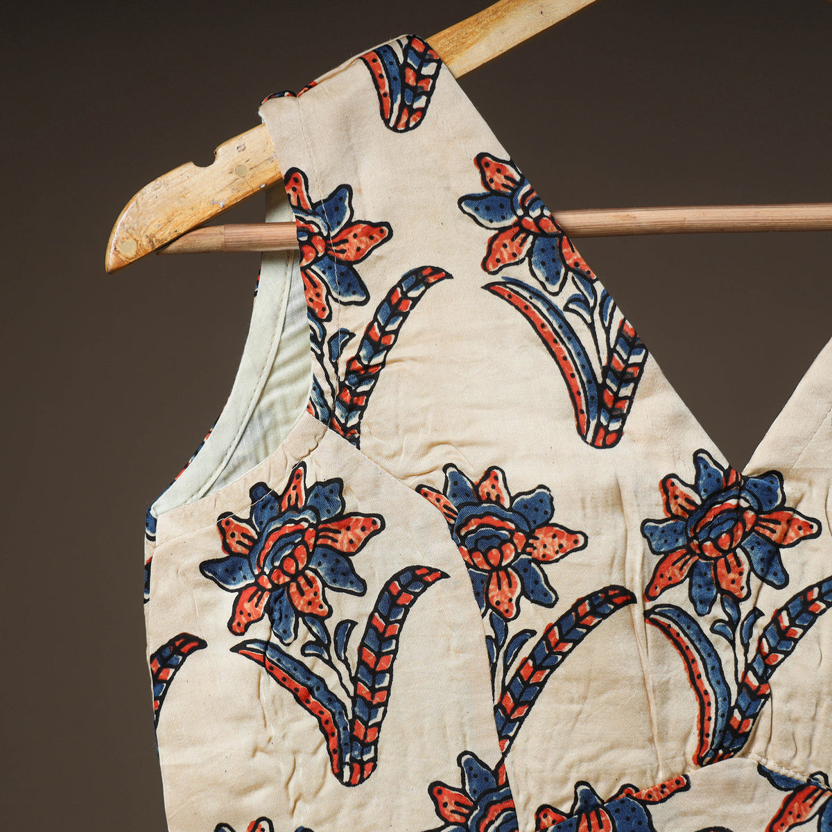 Ajrakh Hand Block Print Modal Silk Sleeveless Readymade Blouse 04