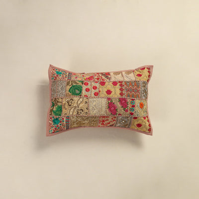 Hand Embroidered Khambadiya Patchwork Pillow Cover 10