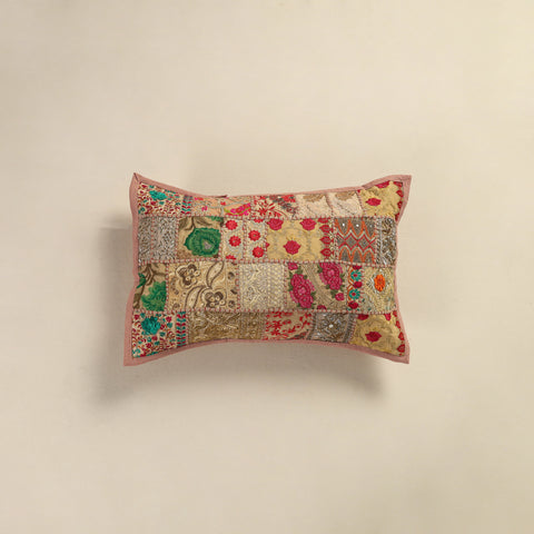 Multicolor - Hand Embroidered Khambadiya Patchwork Pillow Cover 10