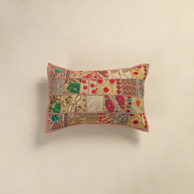 Hand Embroidered Khambadiya Patchwork Pillow Cover 10