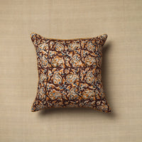 Brown - Block Print Cotton Kalamkari Cushion Cover (16 x 16 in) 24