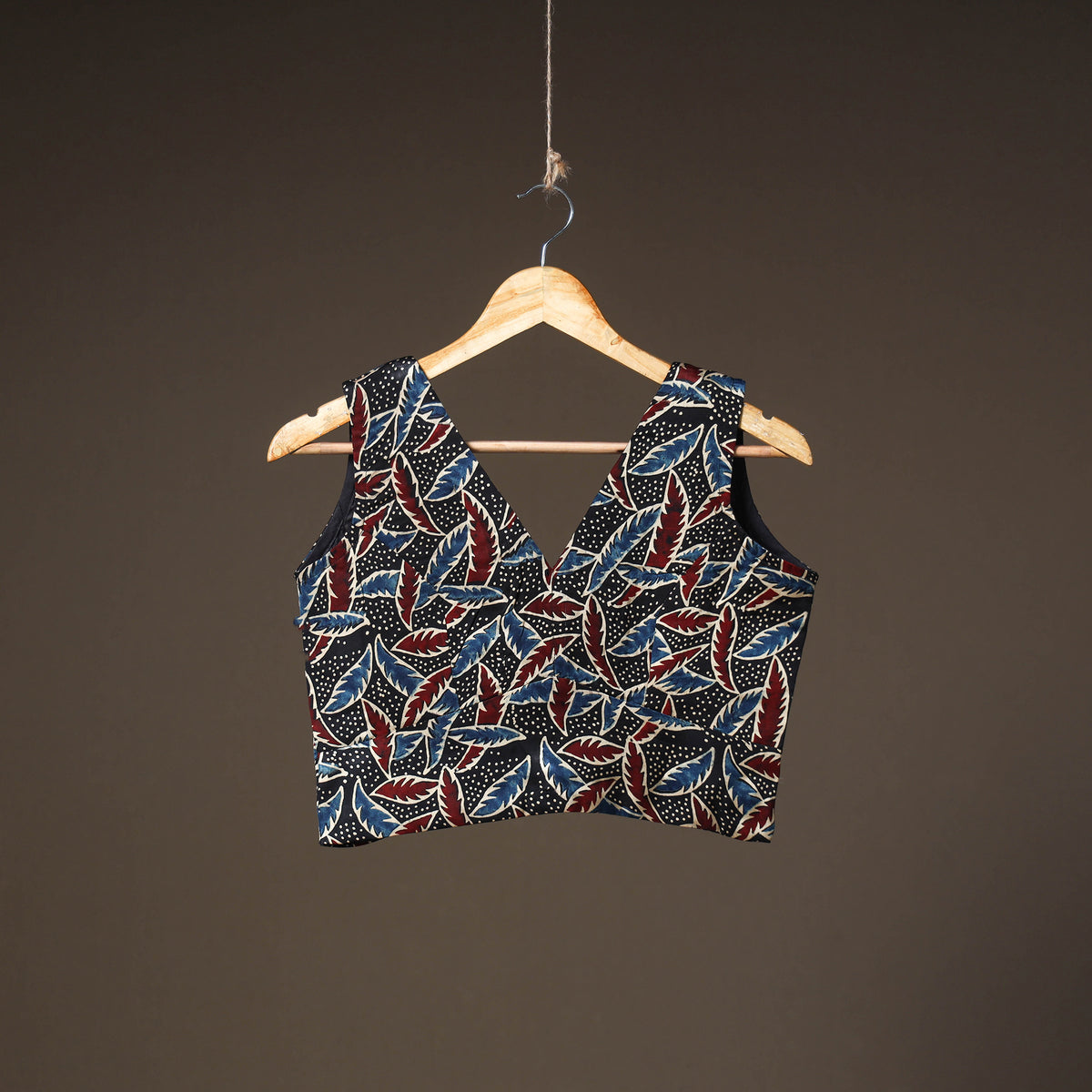 Ajrakh Hand Block Print Modal Silk Sleeveless Readymade Blouse 01