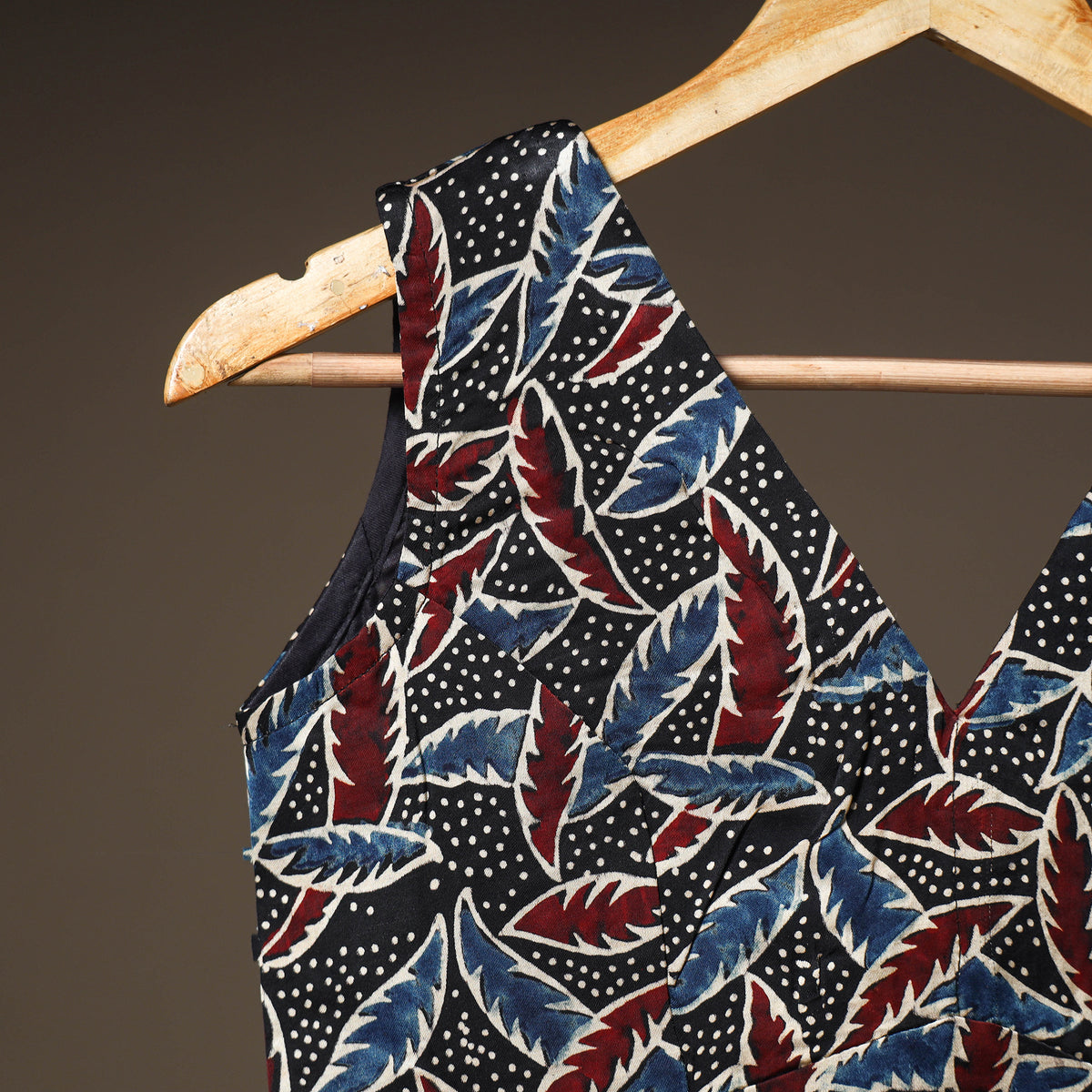 Ajrakh Hand Block Print Modal Silk Sleeveless Readymade Blouse 01