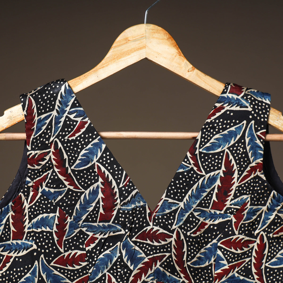 Ajrakh Hand Block Print Modal Silk Sleeveless Readymade Blouse 01