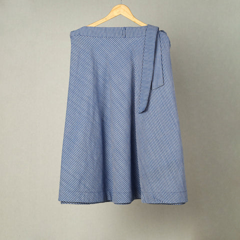 Blue - Jhiri Handloom Cotton Wrap Around Plain Skirt 03