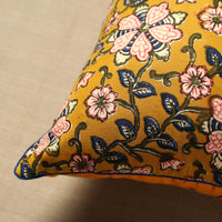 Yellow - Cotton Block Printed Bagru Cushion Cover 25