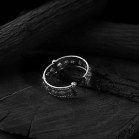 White - saanjh bela kalash oxidised bangle - handcrafted