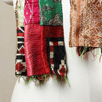 Multicolor - Reversible Patchwork Silk Bengal Kantha Stitch Stole 08