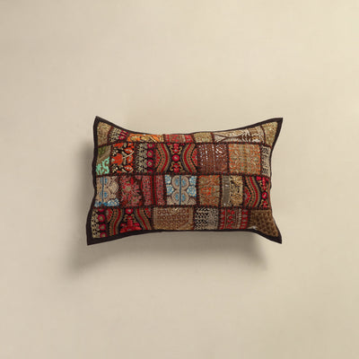 Hand Embroidered Khambadiya Patchwork Pillow Cover 13