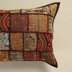 Hand Embroidered Khambadiya Patchwork Pillow Cover 13