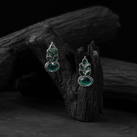 Green - saanjh bela leaf oxidised drop earrings