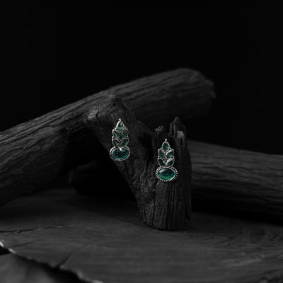 Green - saanjh bela leaf oxidised drop earrings