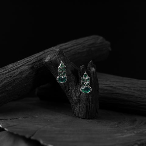 Green - saanjh bela leaf oxidised drop earrings