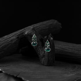 Green - saanjh bela leaf oxidised drop earrings