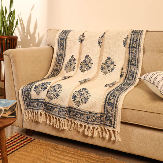 Handloom Jaipur Block Printed Cotton Sofa Throw (86 x 53 in) 15