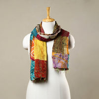 Multicolor - Reversible Patchwork Silk Bengal Kantha Stitch Stole 13