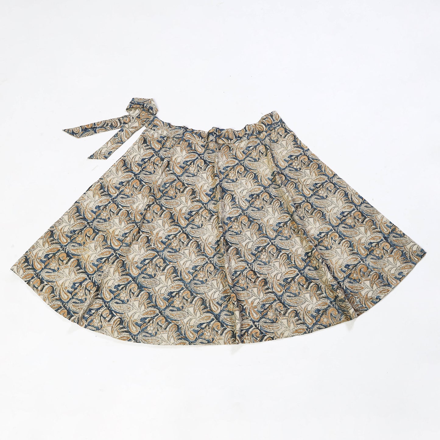 Beige - Block Print Cotton Wrap Around kalamkari Skirt 27