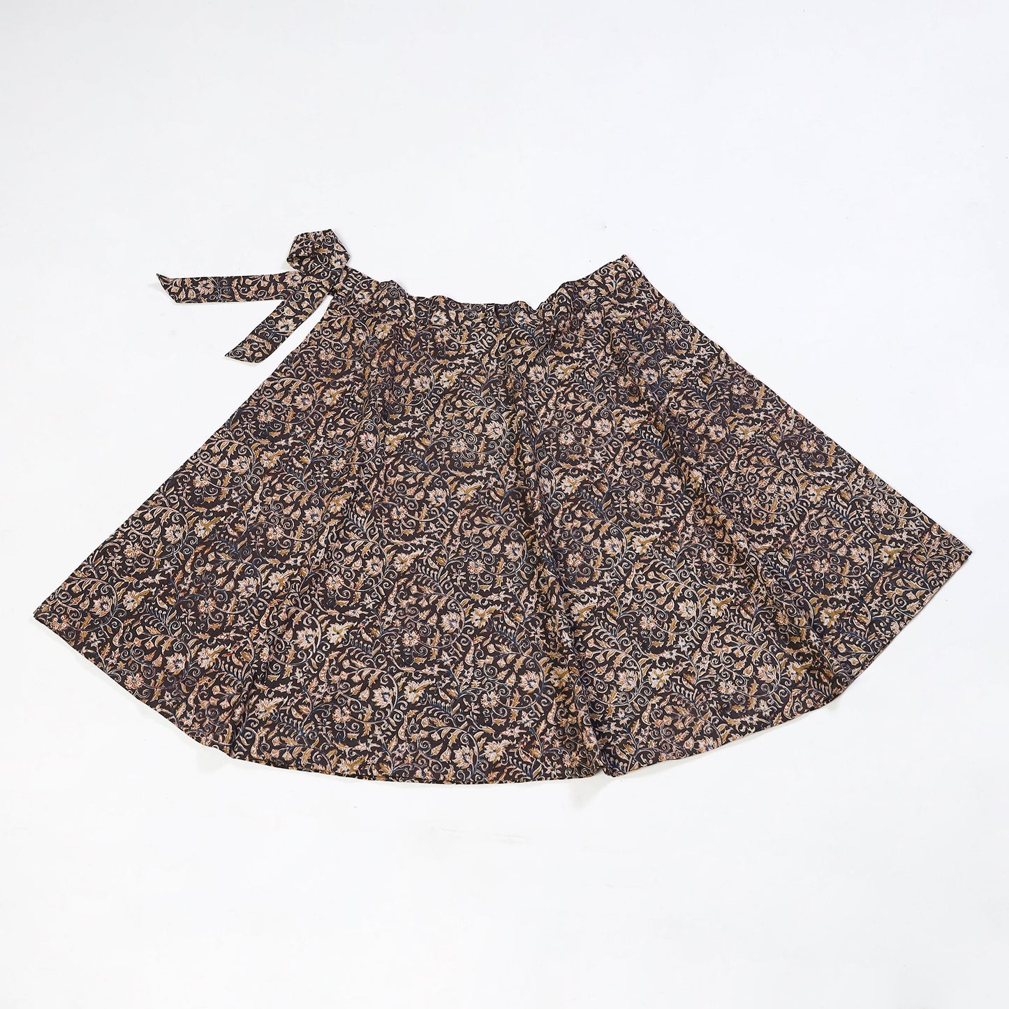 Brown - Block Print Cotton Wrap Around kalamkari Skirt 28