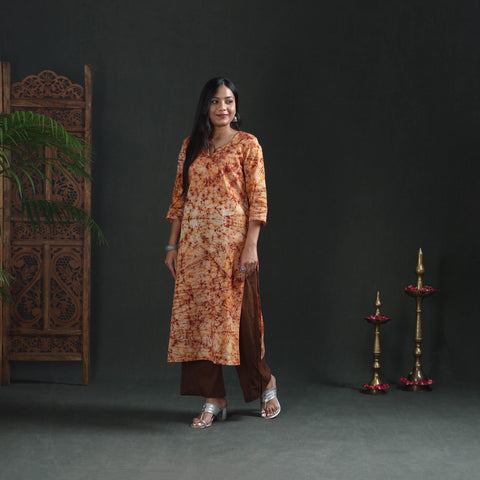 Hand Batik Print Cotton Straight Long Kurta for Women 09