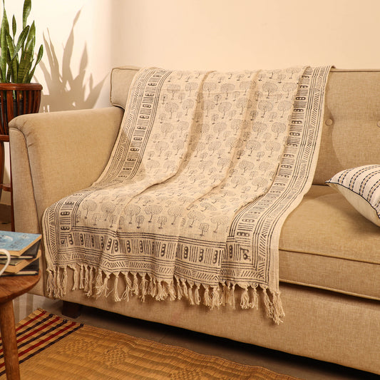 Handloom Jaipur Block Printed Cotton Sofa Throw (86 x 53 in) 16