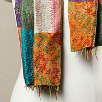 Multicolor - Reversible Patchwork Silk Bengal Kantha Stitch Stole 16