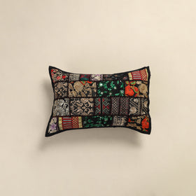 Hand Embroidered Khambadiya Patchwork Pillow Cover 15