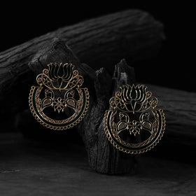 Yellow - saanjh bela lotus oxidised earrings - handcrafted