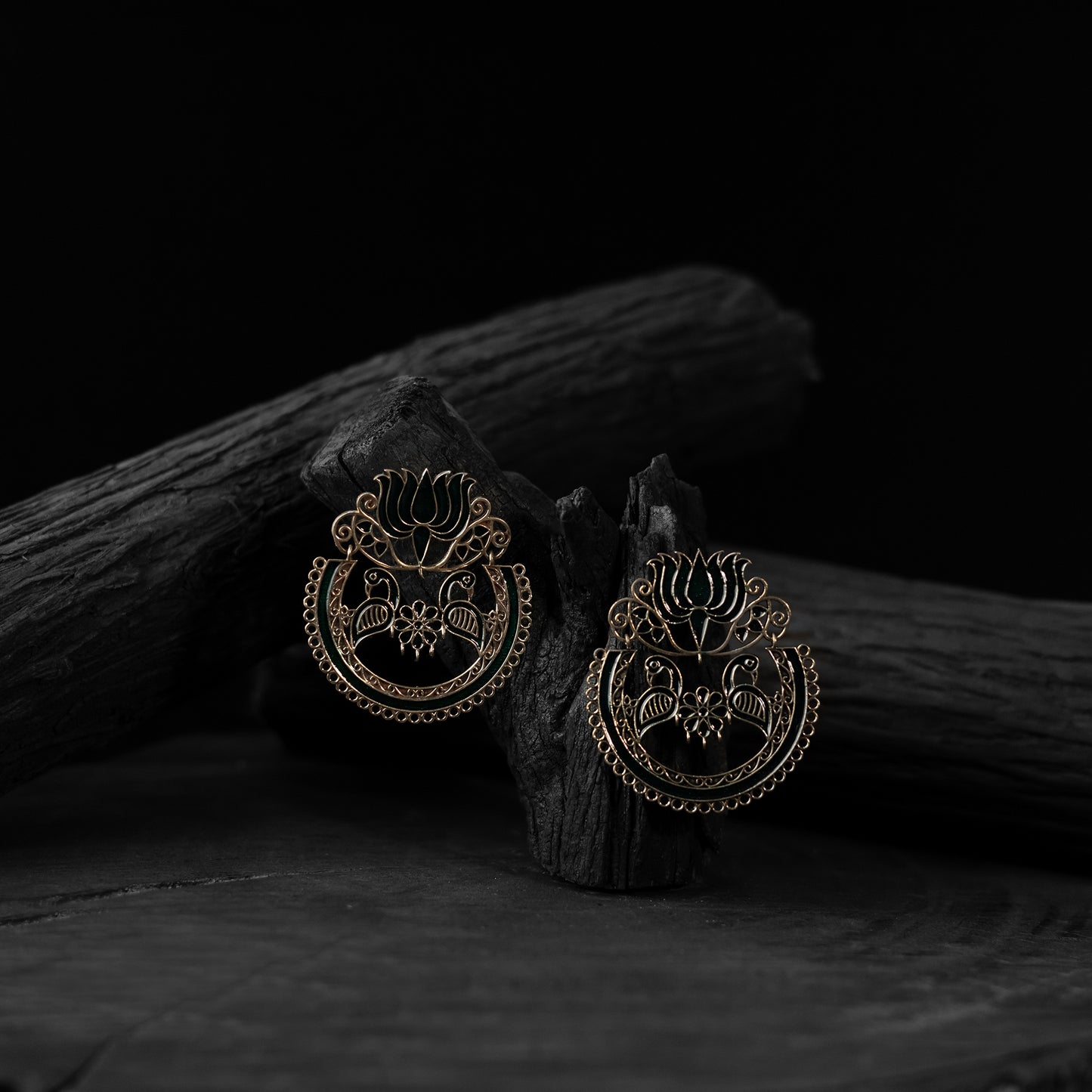 Yellow - saanjh bela lotus oxidised earrings - handcrafted