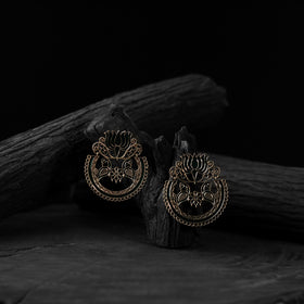 Yellow - saanjh bela lotus oxidised earrings - handcrafted