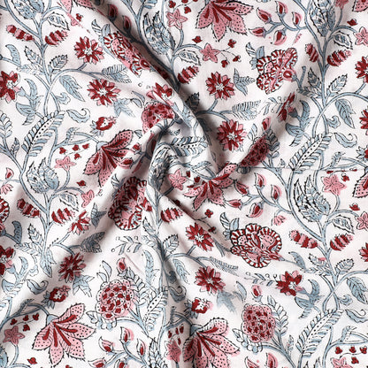 Multicolor - Sanganeri Block Printed Cotton Precut Fabric (1.6 Meter)