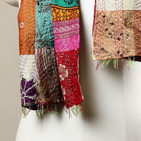 Multicolor - Reversible Patchwork Silk Bengal Kantha Stitch Stole 20