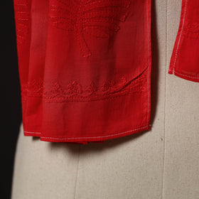 Red - hand embroidered lucknow chikankari cotton stole 01