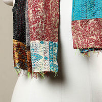 Multicolor - Reversible Patchwork Silk Bengal Kantha Stitch Stole 21