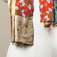 Multicolor - Reversible Patchwork Silk Bengal Kantha Stitch Stole 22