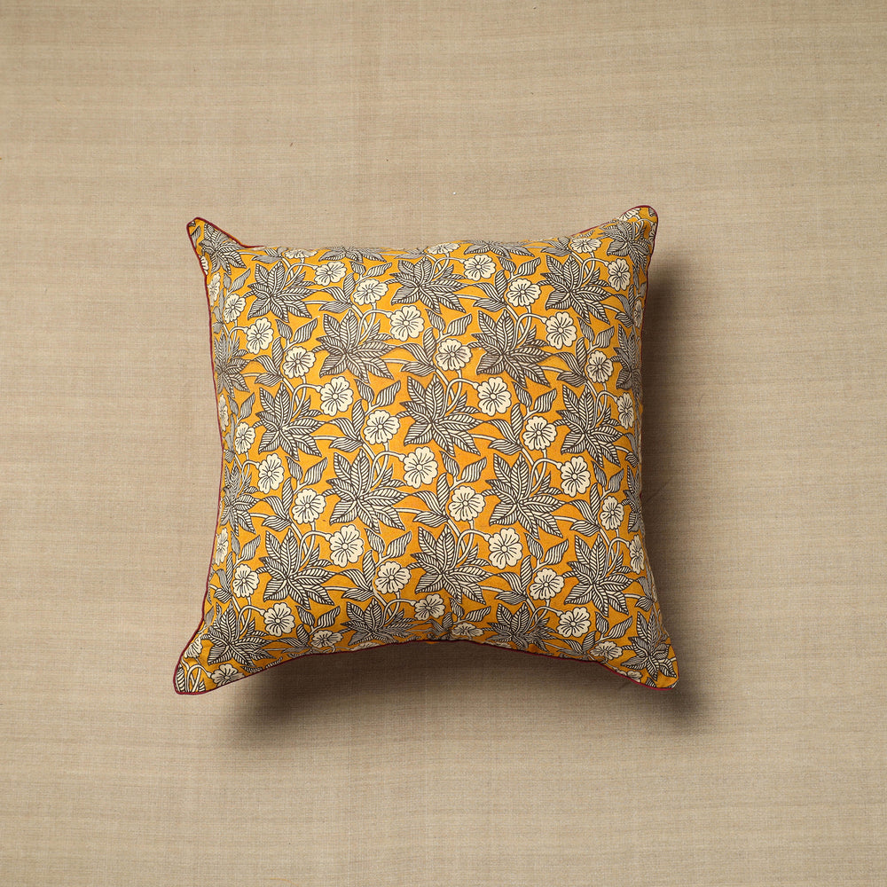 Yellow - Cotton Block Printed Bagru Cushion Cover (16 x 16 in) 32