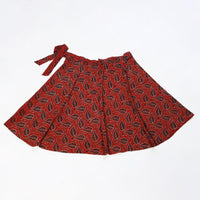 Red - Block Print Cotton Wrap Around Ajrakh Skirt 32