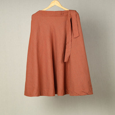 Dark Peach - Jhiri Handloom Cotton Wrap Around Plain Skirt 11