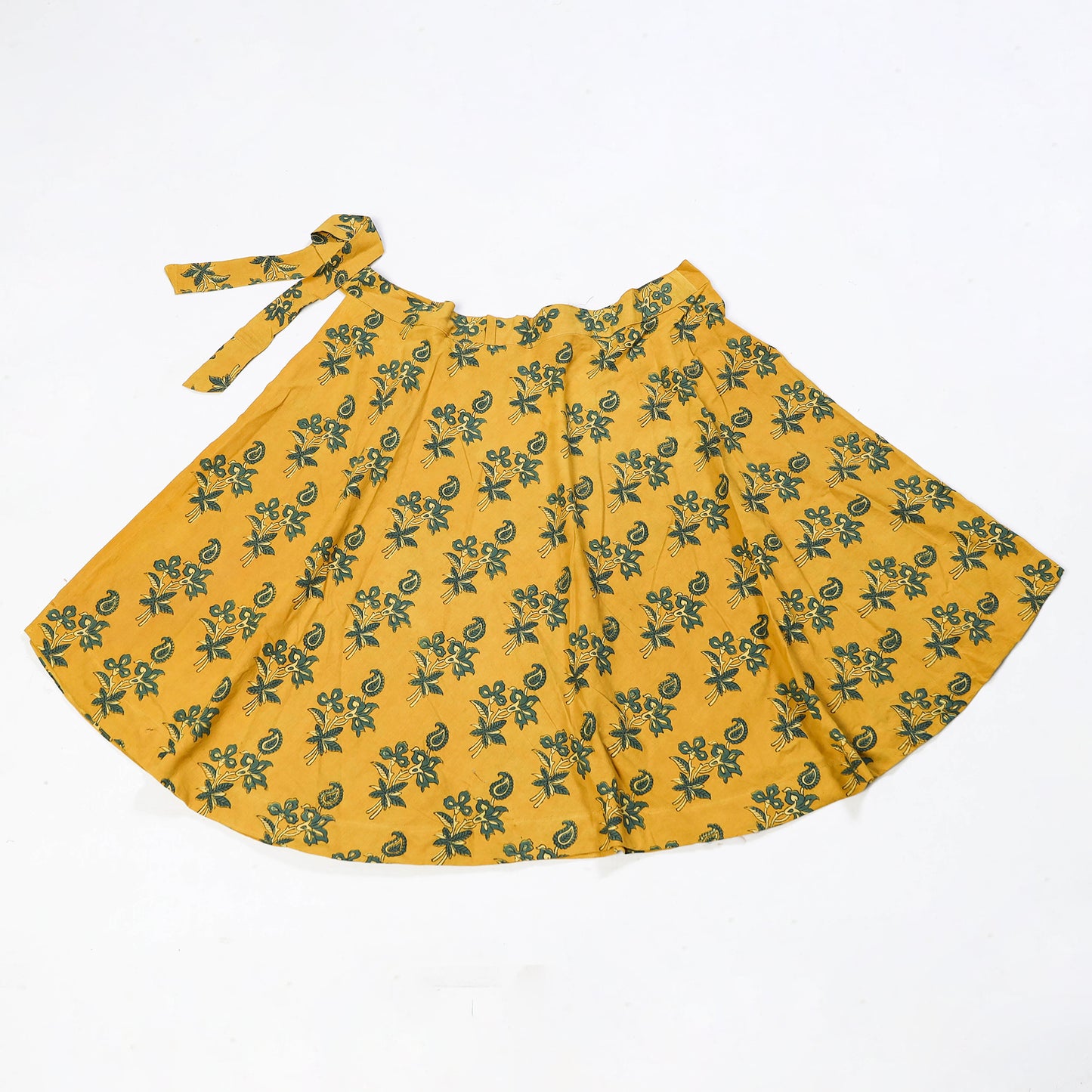 Yellow - Block Print Cotton Wrap Around Ajrakh Skirt 33