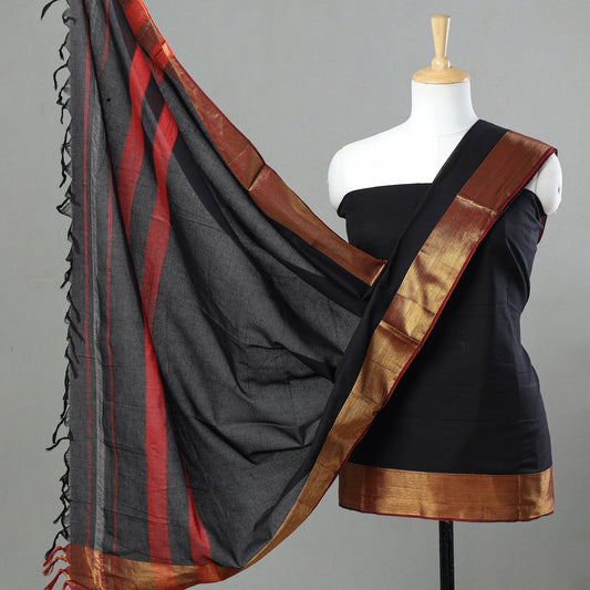 Black - 3pc Dharwad Cotton Suit Material Set 37