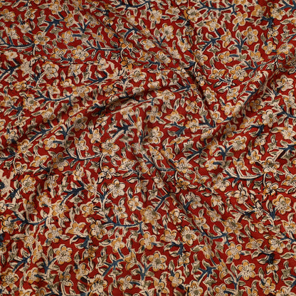 Red - Kalamkari Block Printed Cotton Precut Fabric (1.4 meter) 78