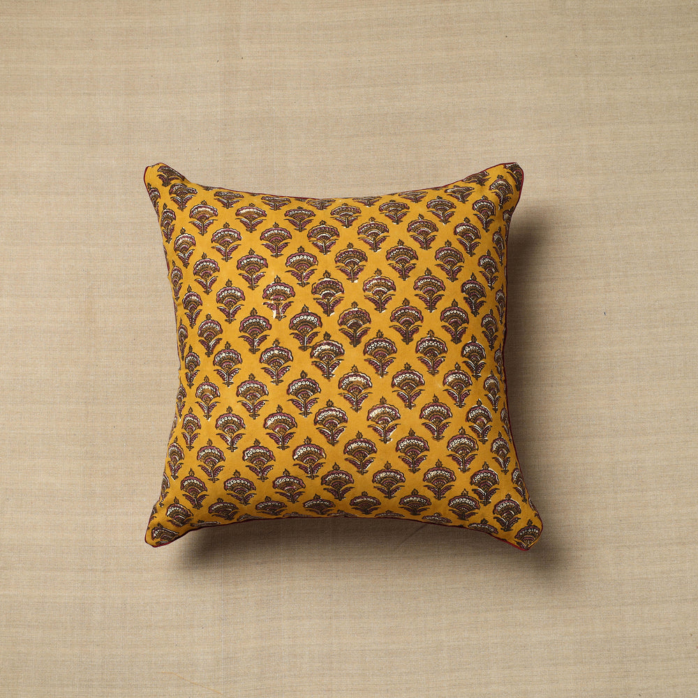 Cotton Block Printed Bagru Cushion Cover (16 x 16 in) 31