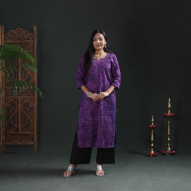 Hand Batik Print Cotton Straight Long Kurta for Women 11