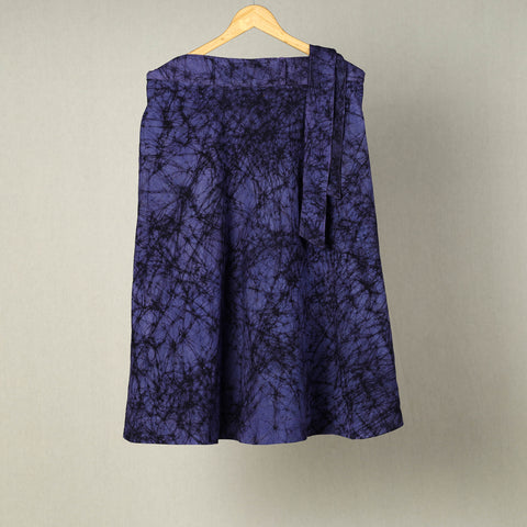 Blue - Hand Print Cotton Batik Wrap Around Skirt 13