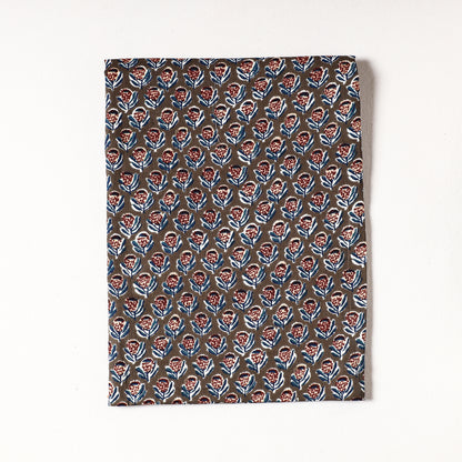 Brown - Sanganeri Block Printed Cotton Precut Fabric (1 Meter)