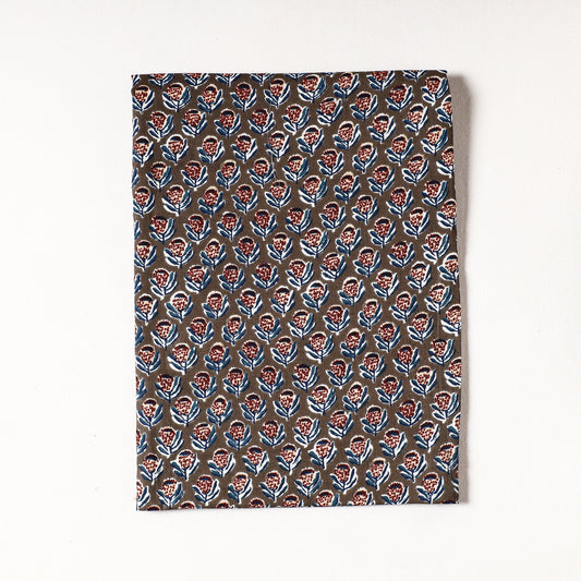 Brown - Sanganeri Block Printed Cotton Precut Fabric (1 Meter)