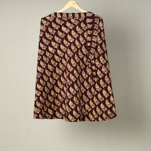 Brown - Hand Print Cotton Batik Wrap Around Skirt 14