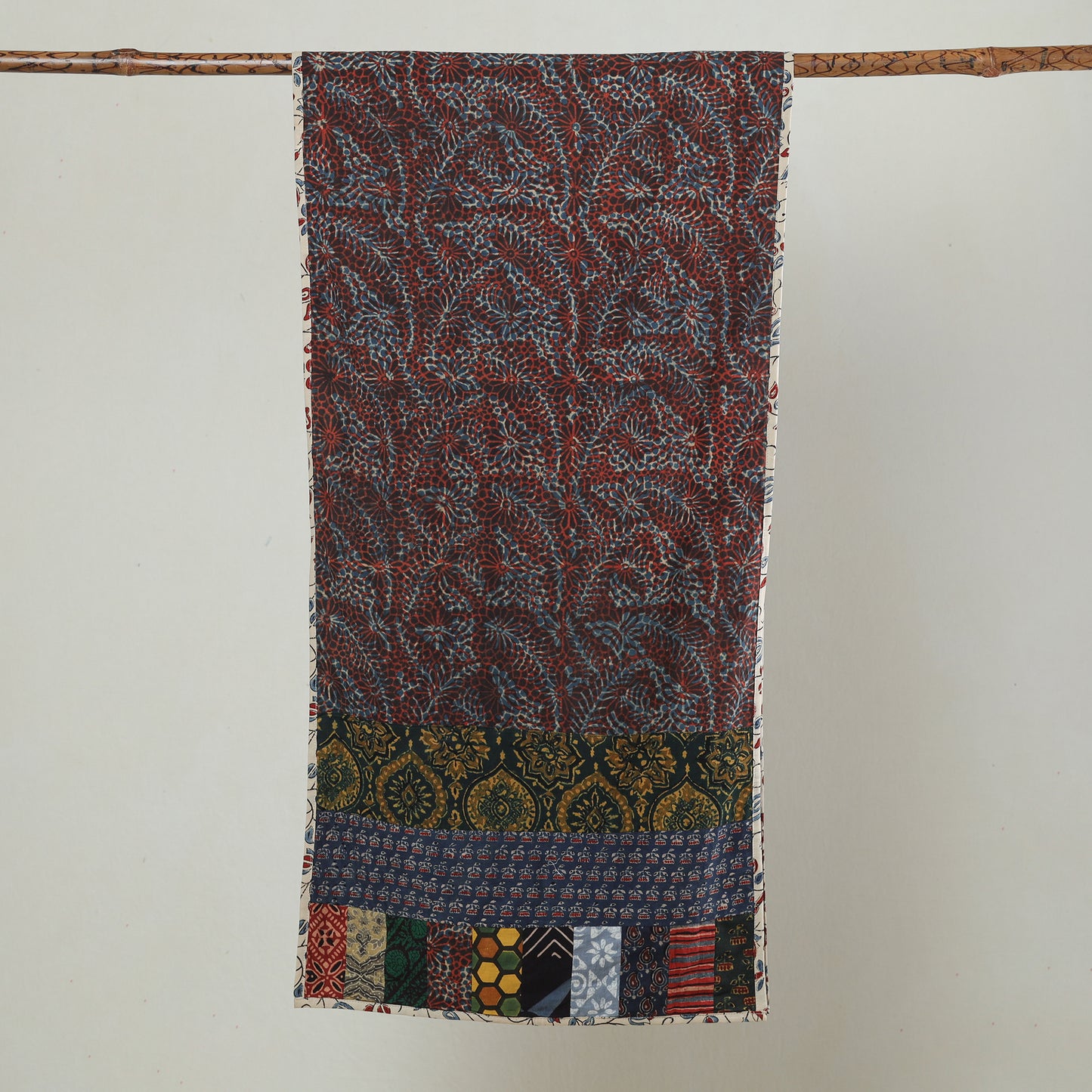 Multicolor - Ajrakh Block Printed Patchwork Cotton Stole 61