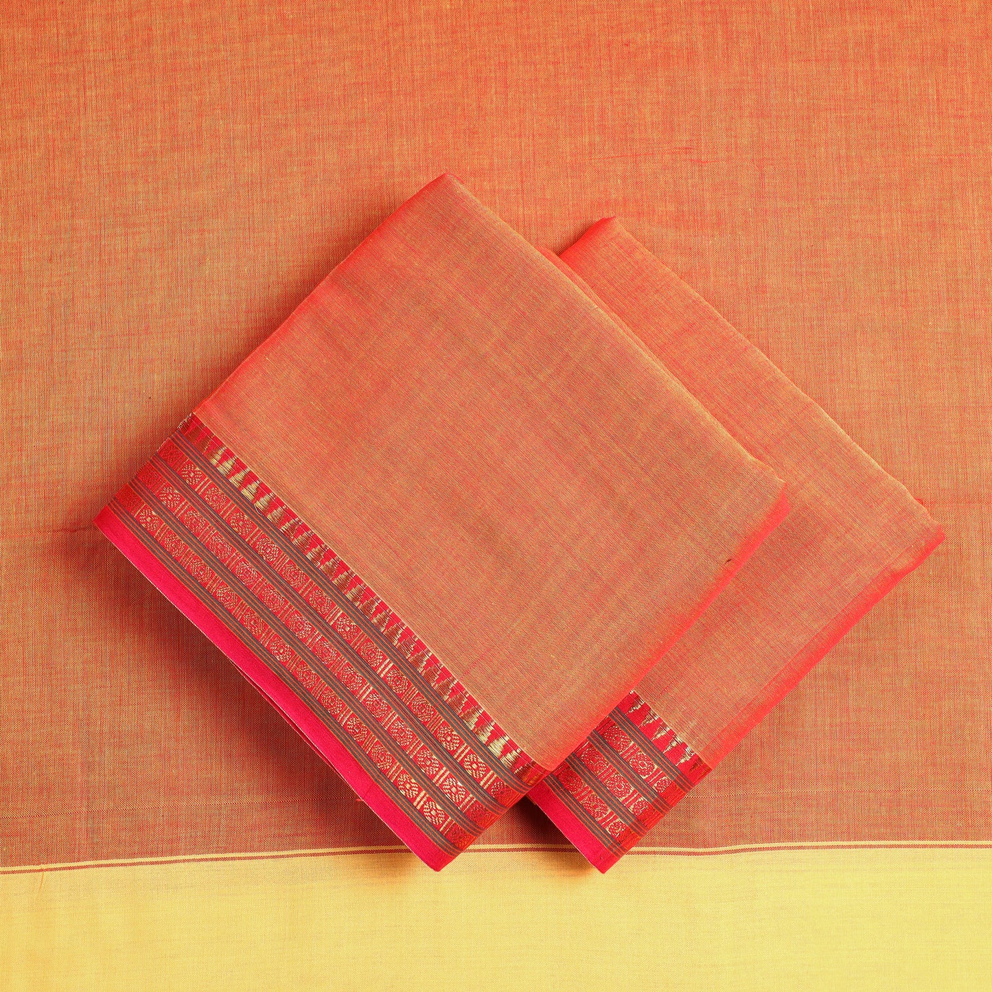 Orange - 3pc Dharwad Cotton Suit Material Set 33
