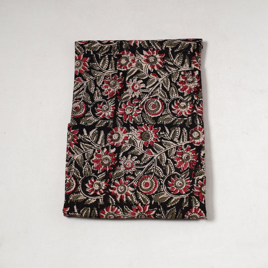 Black - Kalamkari Block Printed Cotton Precut Fabric (1.3 meter) 85